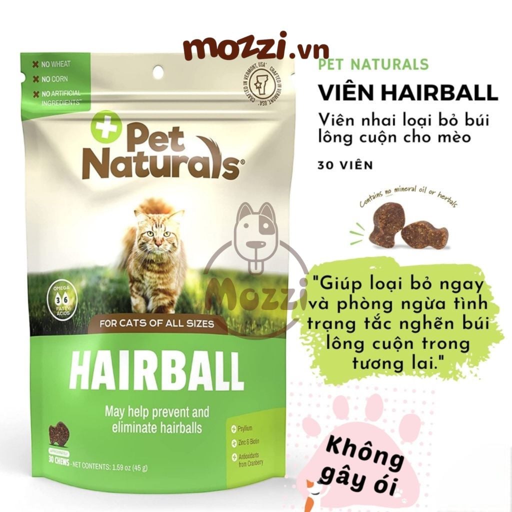 Viên nhai tiêu búi lông Hairball Pet Naturals cho mèo