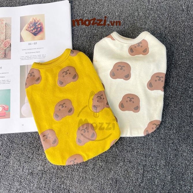 Áo cotton hình Gấu nâu lớn Hàn Quốc cho chó mèo