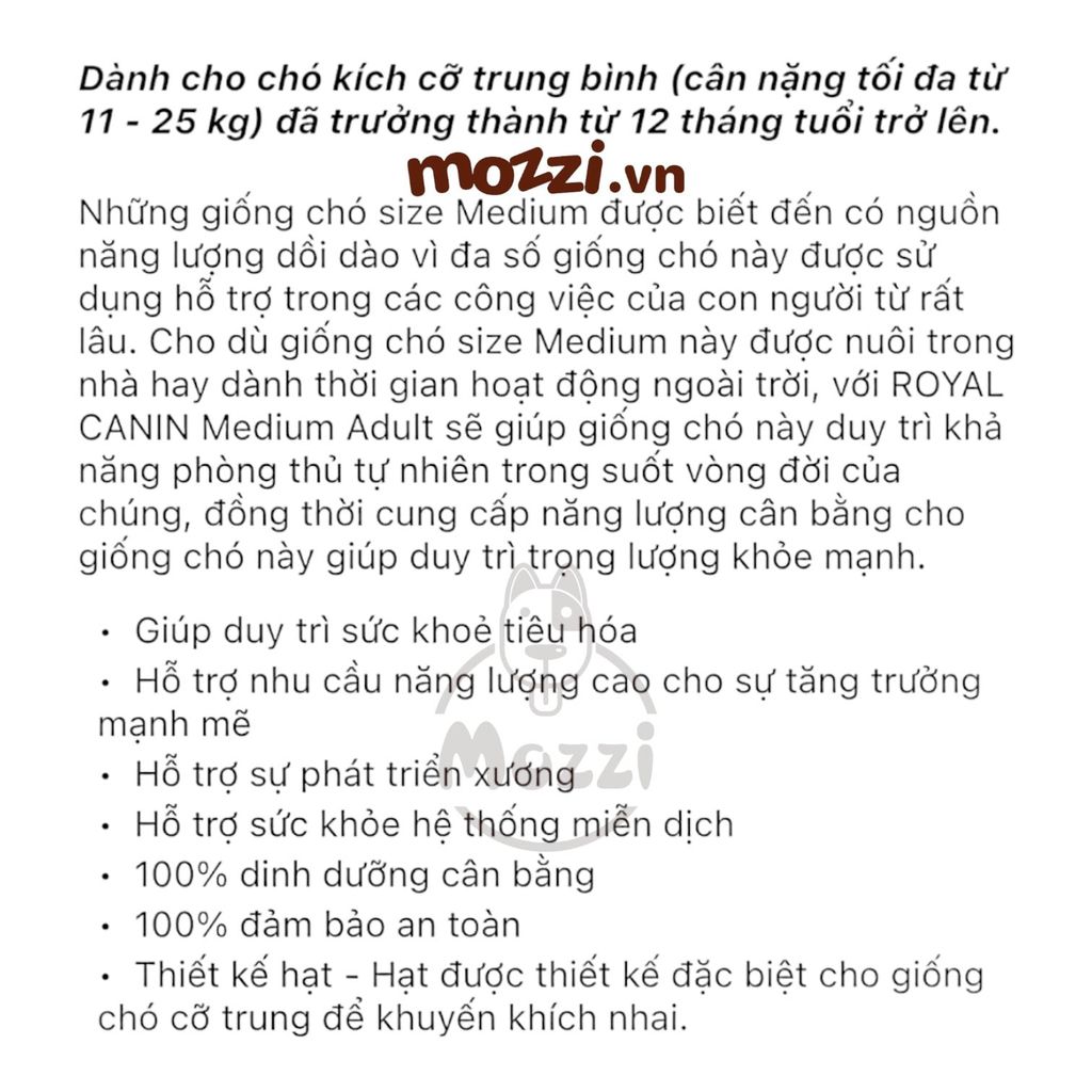 Thức ăn hạt Royal canin Medium Puppy Adult cho chó kích thước trung bình [1kg - 4kg - 10kg - 16kg]