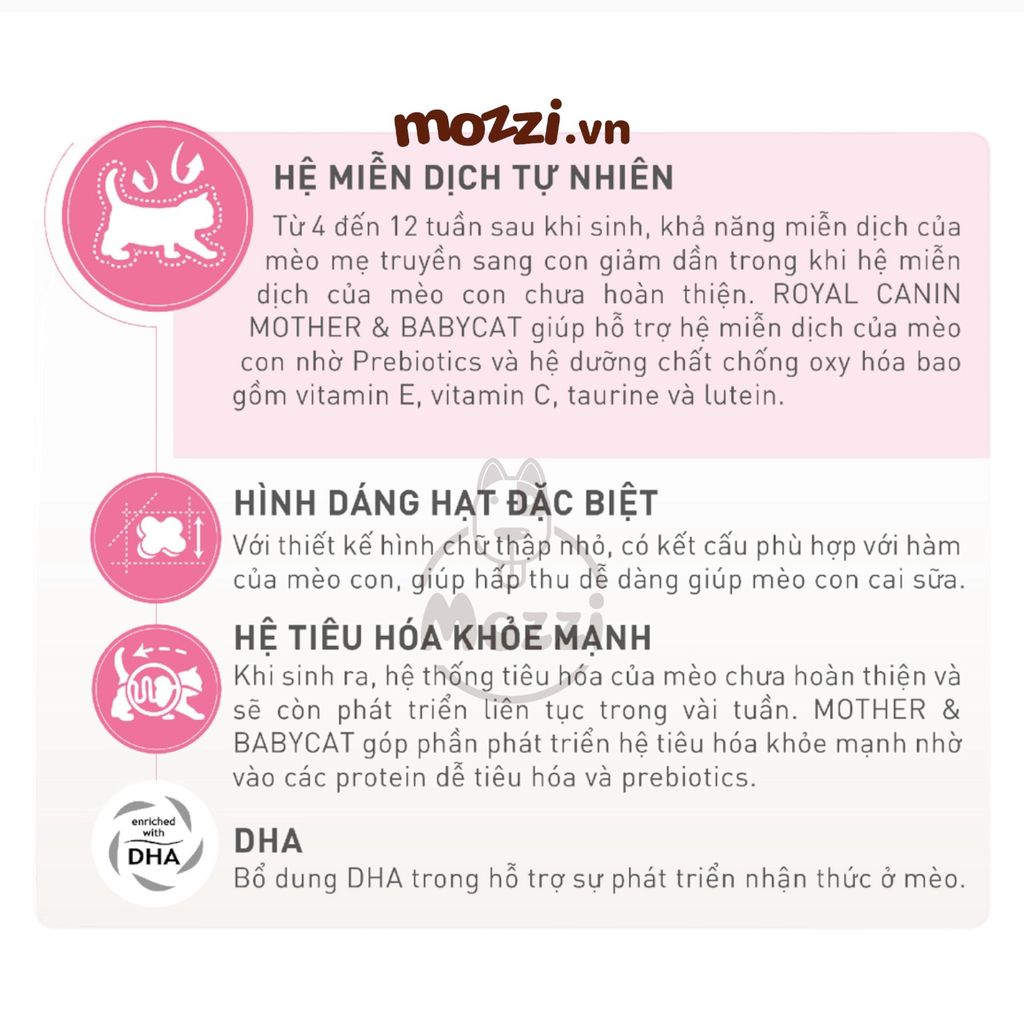 Thức ăn hạt Royal Canin Mother & Babycat cho mèo mẹ và mèo con dưới 4 tháng tuổi [400gr - 2kg - 4kg - 10kg]