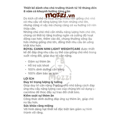  [2kg] Thức ăn hạt Royal Canin Mini Light Weight Care cho chó thừa cân 