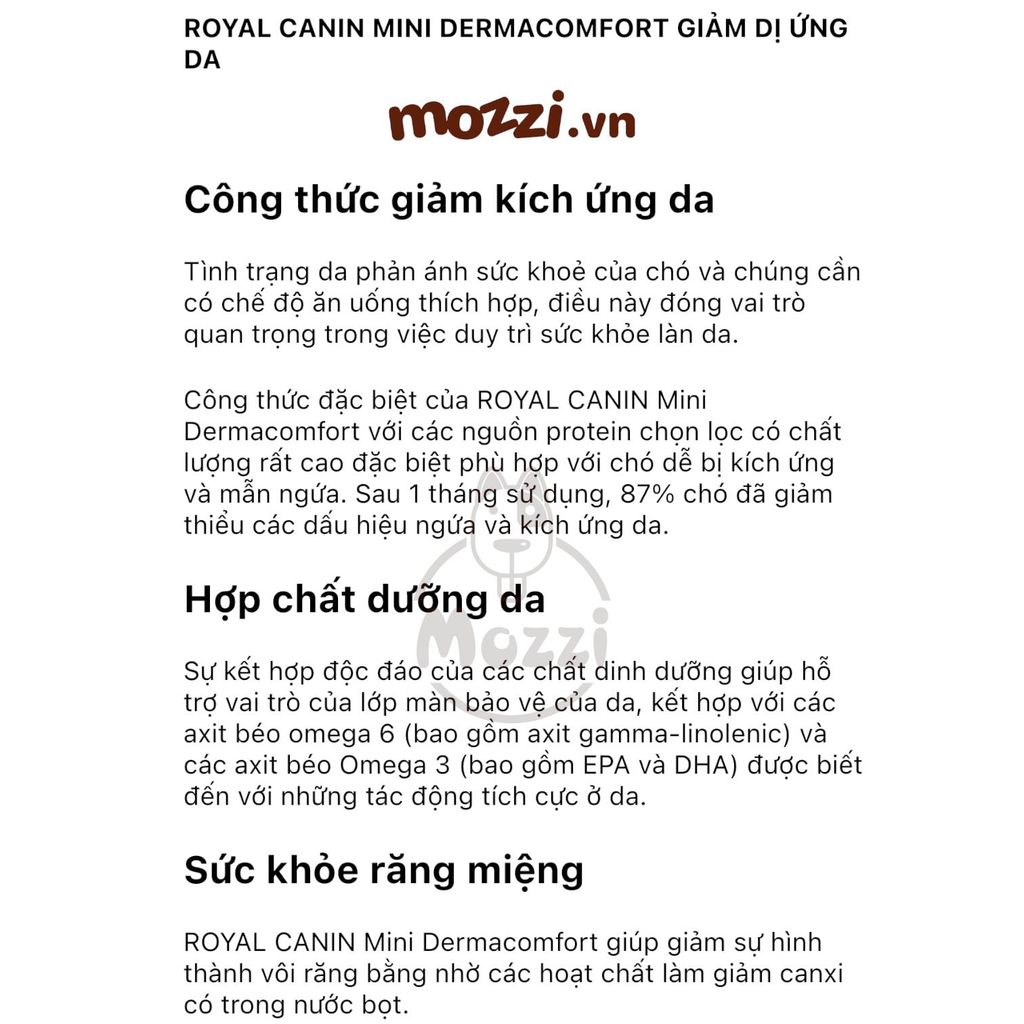 [1kg - 3kg] Thức ăn hạt Royal Canin Dermacomfort giảm Dị ứng da cho chó