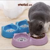  Chén bát ăn đôi cho chó mèo nhựa sợi tre hình tai mèo 