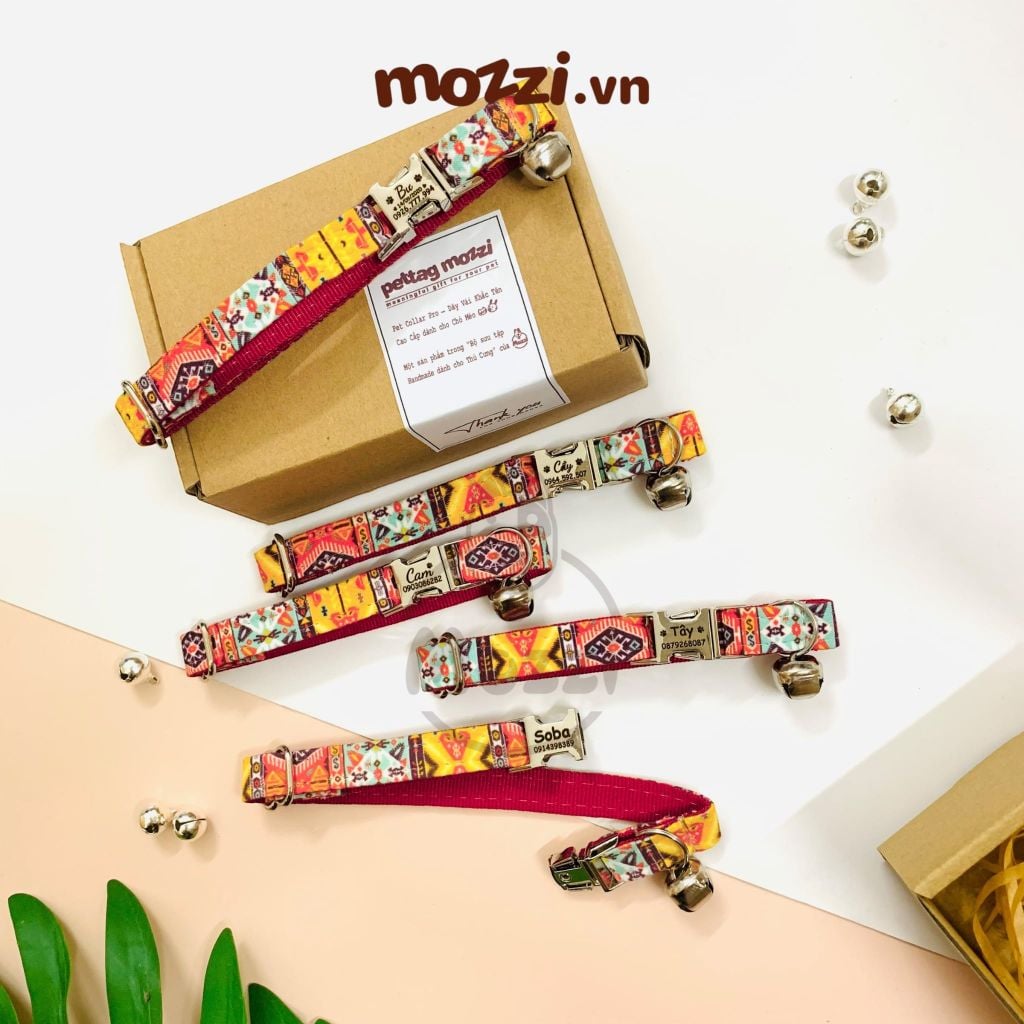 Cat Collar Pro Vòng cổ dây vải cao cấp khắc tên cho chó mèo - Pettag Mozzi