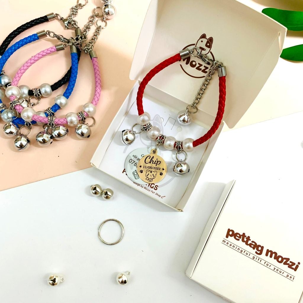 Combo Thẻ tên đôi và Dây charm mix ngẫu nhiên cho chó mèo - Pettag Mozzi