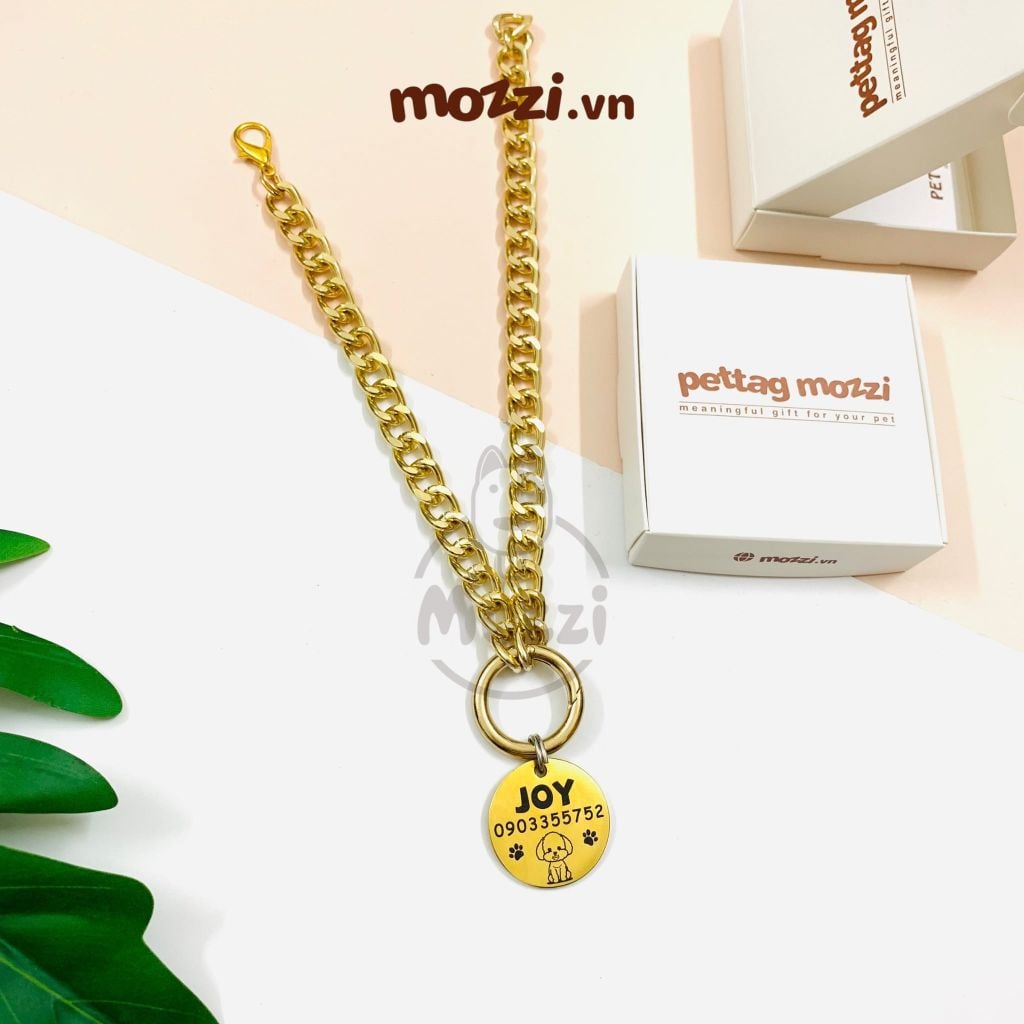 Thẻ tên và dây chuyền ngầu cho chó mèo - Pettag Mozzi