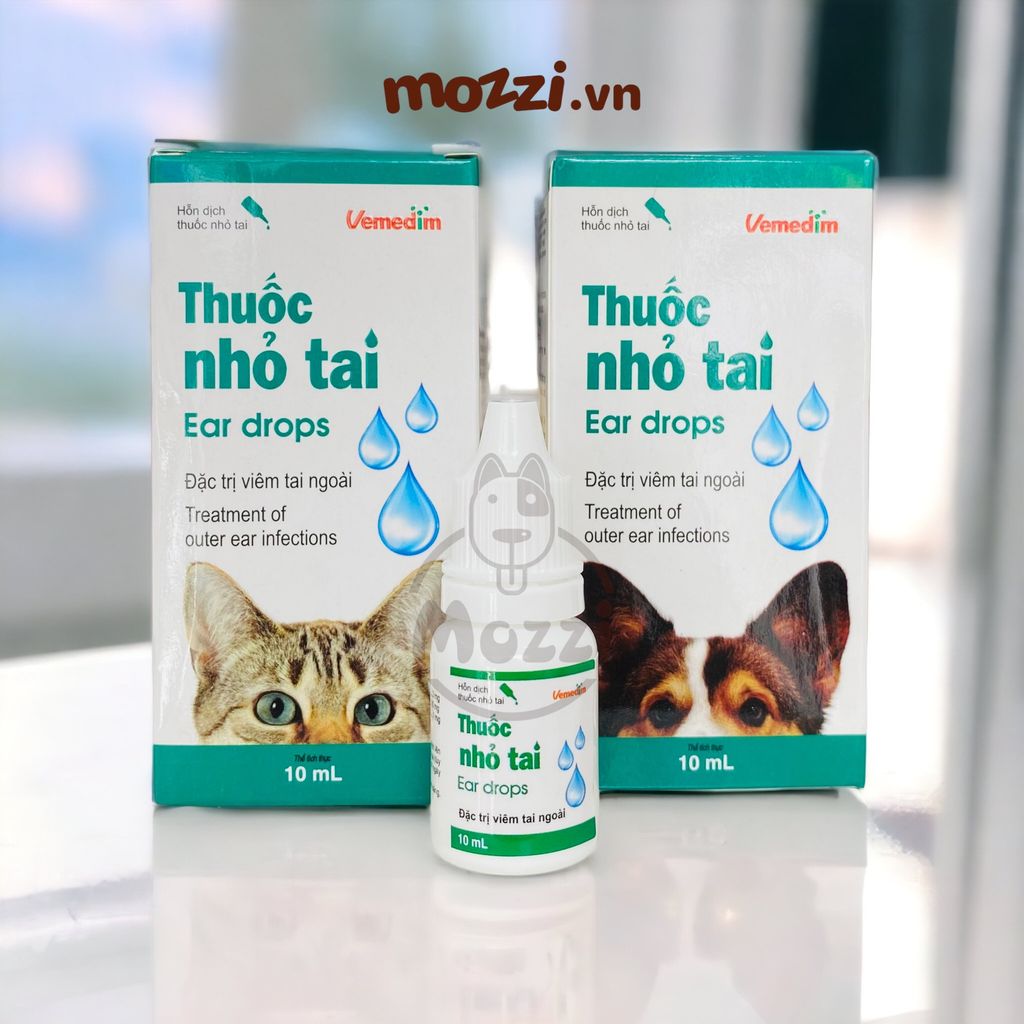 Nhỏ tai Vemedim viêm tai cho chó mèo Chai10ml