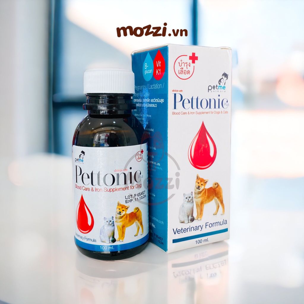 Siro bổ sung sắt, bổ máu, tăng thèm ăn Pettonic Chai 100ml cho chó mèo