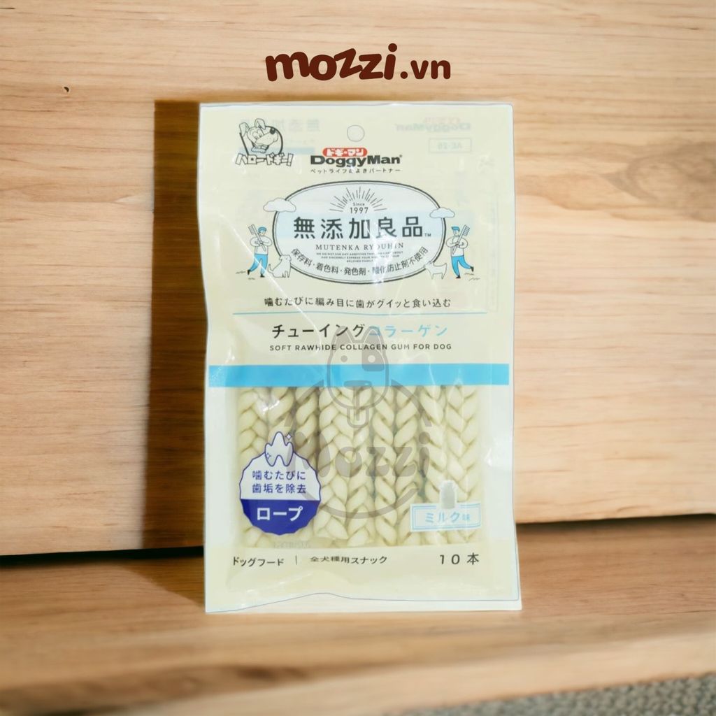 Snack cho chó Que gặm DoggyMan da bò sáp ong xoắn đôi sữa dê sạch răng thơm miệng