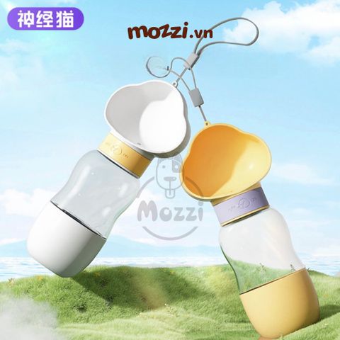  Bình nước du lịch cho chó mèo có kèm cốc đựng hạt tiện lợi 350ml 