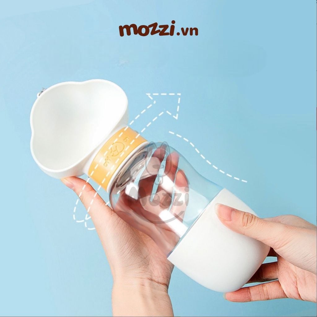 Bình nước du lịch cho chó mèo có kèm cốc đựng hạt tiện lợi 350ml