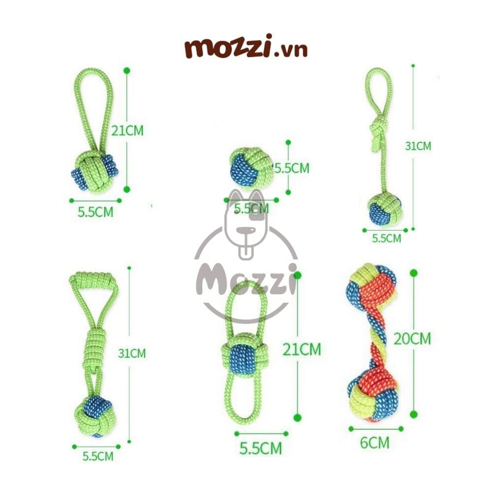 Đồ chơi dây thừng cotton bện màu cho chó
