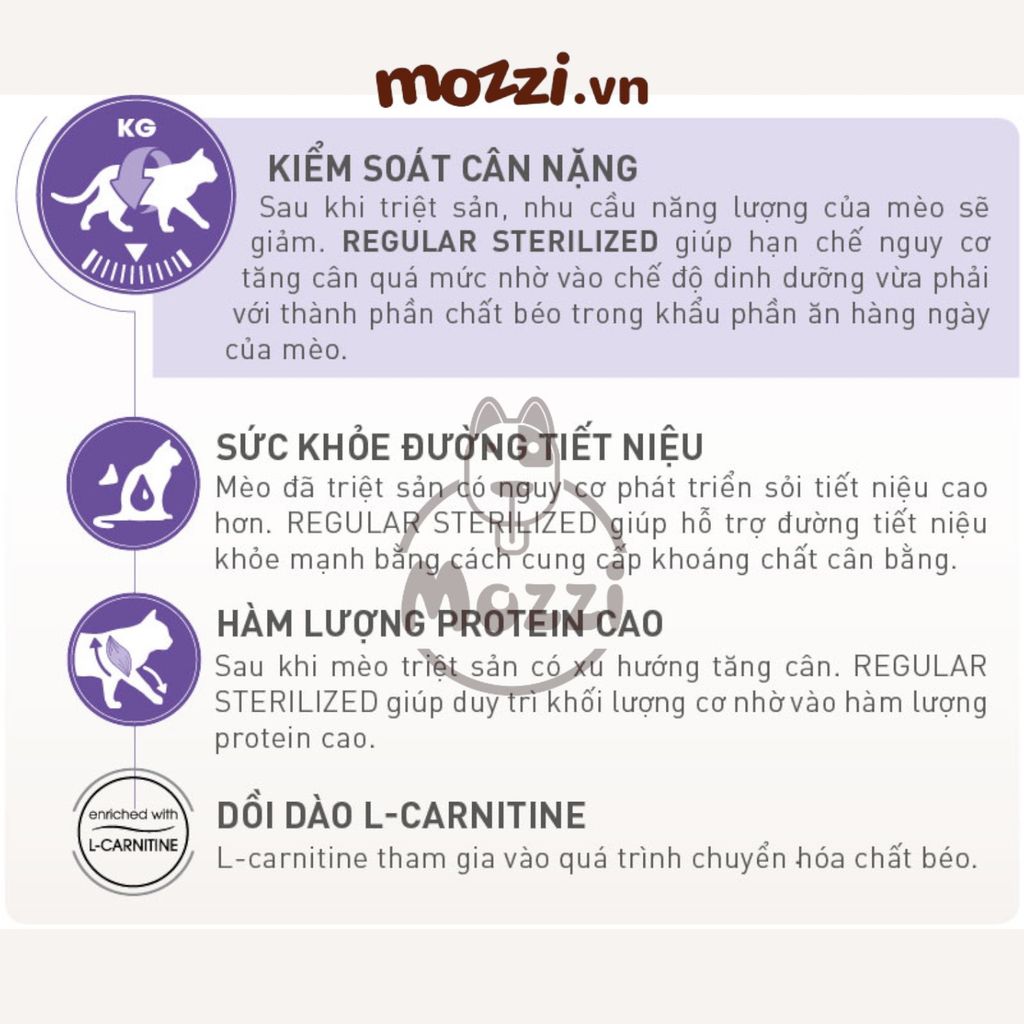 [400g - 2kg] Thức ăn hạt Royal Canin Sterilised Regular cho mèo triệt sản