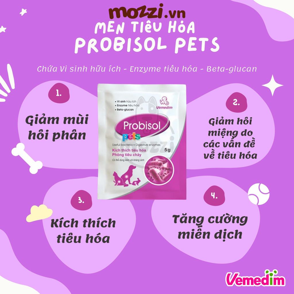 Men tiêu hóa Probisol Vemedim dạng bột cho chó mèo