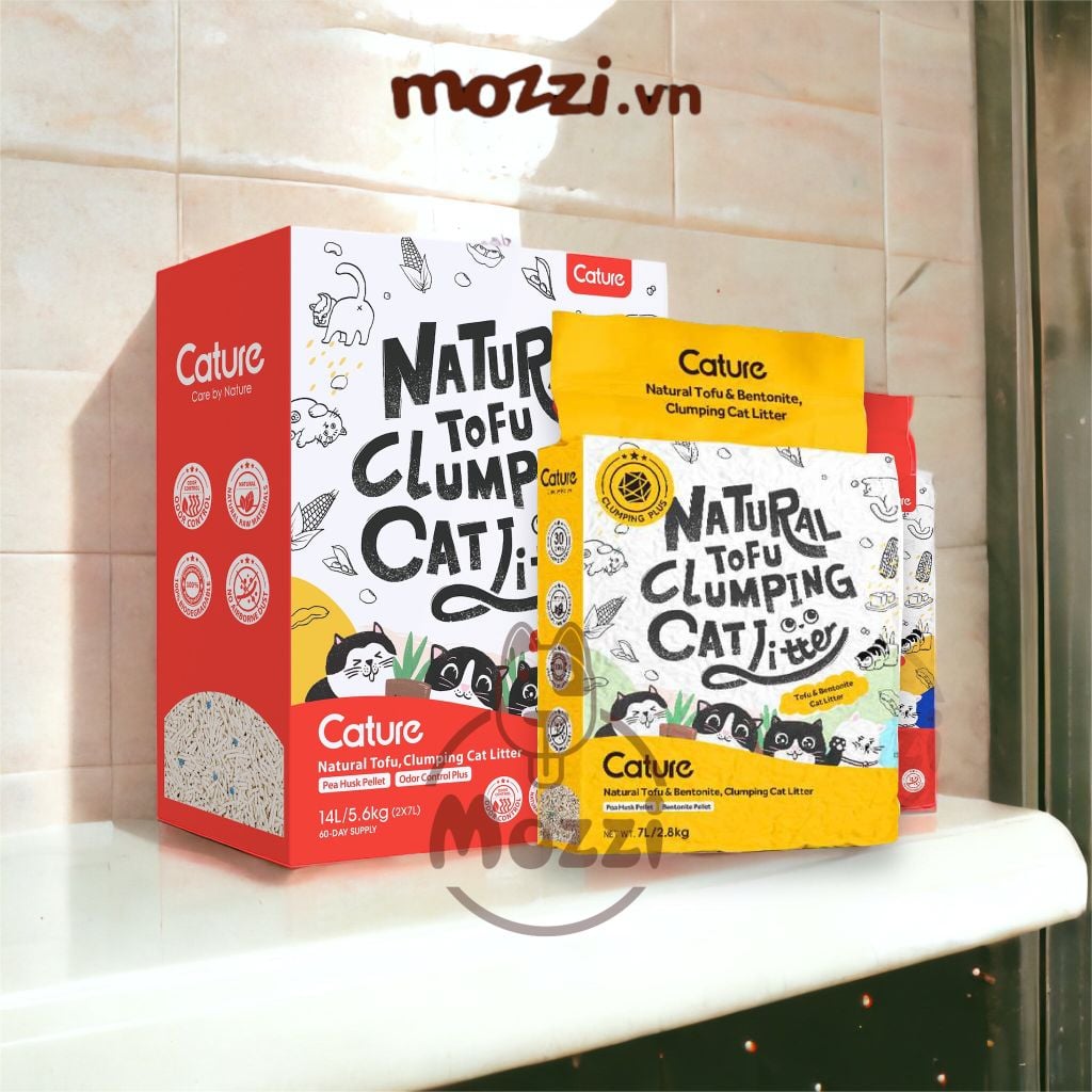 [7L] Cát vệ sinh cho mèo Tofu Cature mix Đậu nành + Xi măng + Gỗ cho mèo