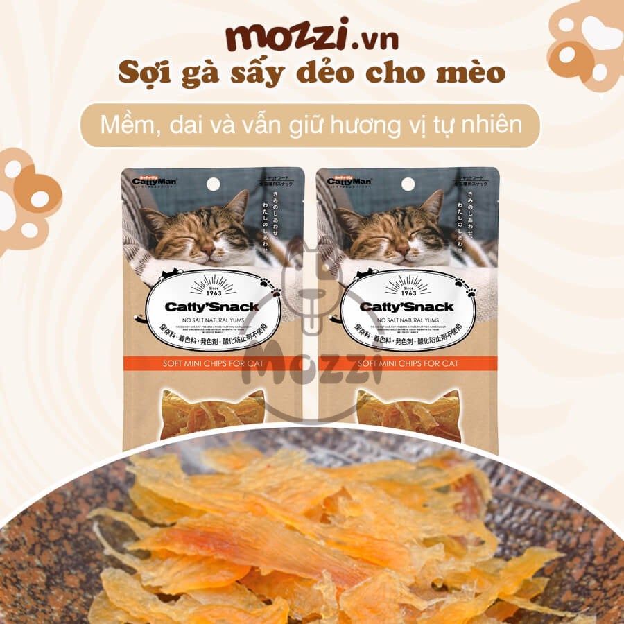 Snack cho mèo Chip Sợi gà cá CattyMan sấy mềm dẻo