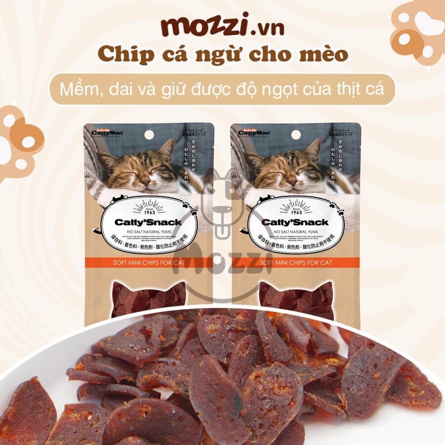 Snack cho mèo Chip Sợi gà cá CattyMan sấy mềm dẻo
