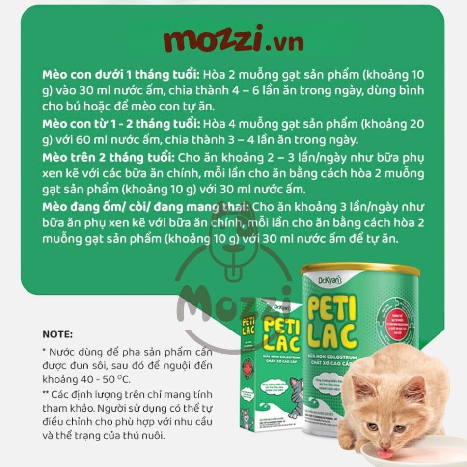 Sữa bột cho chó mèo con sơ sinh Petilac Dr.Kyan [100g - 400g]