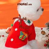  Áo len Noel cổ lọ đính nơ tuần lộc 