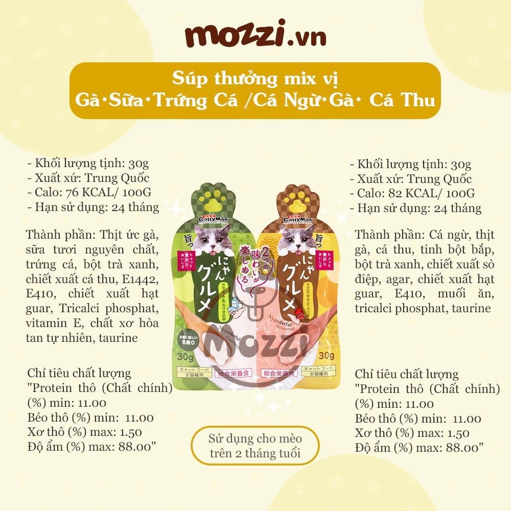 Súp thưởng cho mèo Cattyman mix vị gói 60gr
