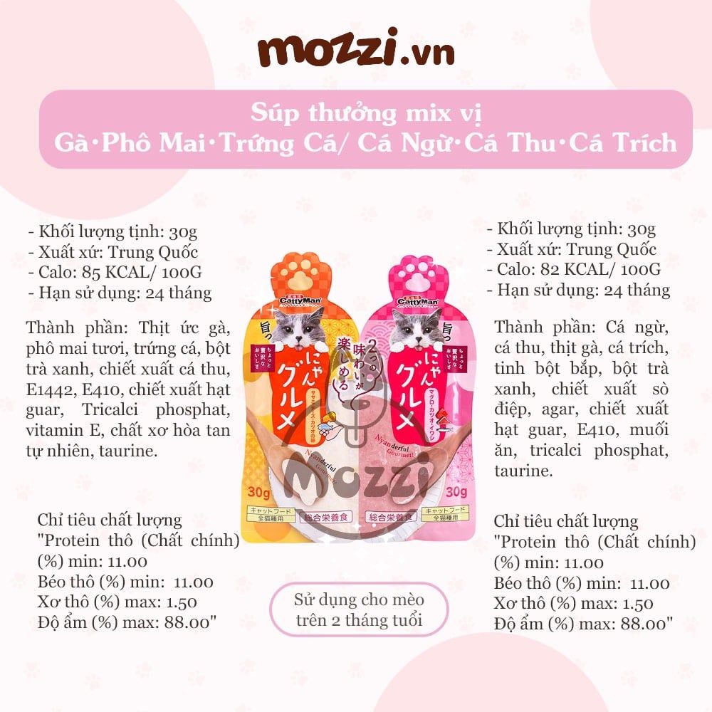 Súp thưởng cho mèo Cattyman mix vị gói 60gr