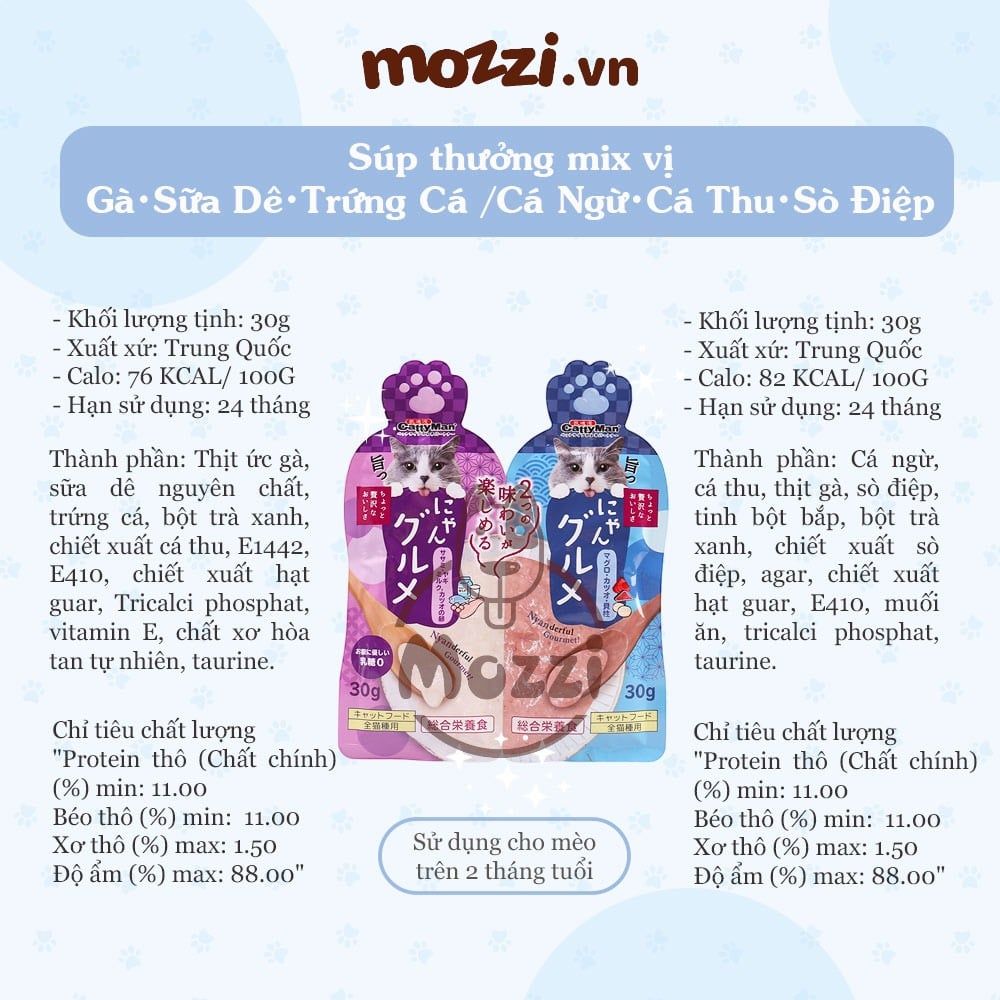 Súp thưởng cho mèo Cattyman mix vị gói 60gr