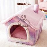  Nhà nệm cho chó mèo có mái viền bông mềm tháo rời 
