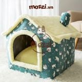  Nhà nệm cho chó mèo có mái viền bông mềm tháo rời 