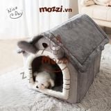  Nhà nệm cho chó mèo có mái viền bông mềm tháo rời 