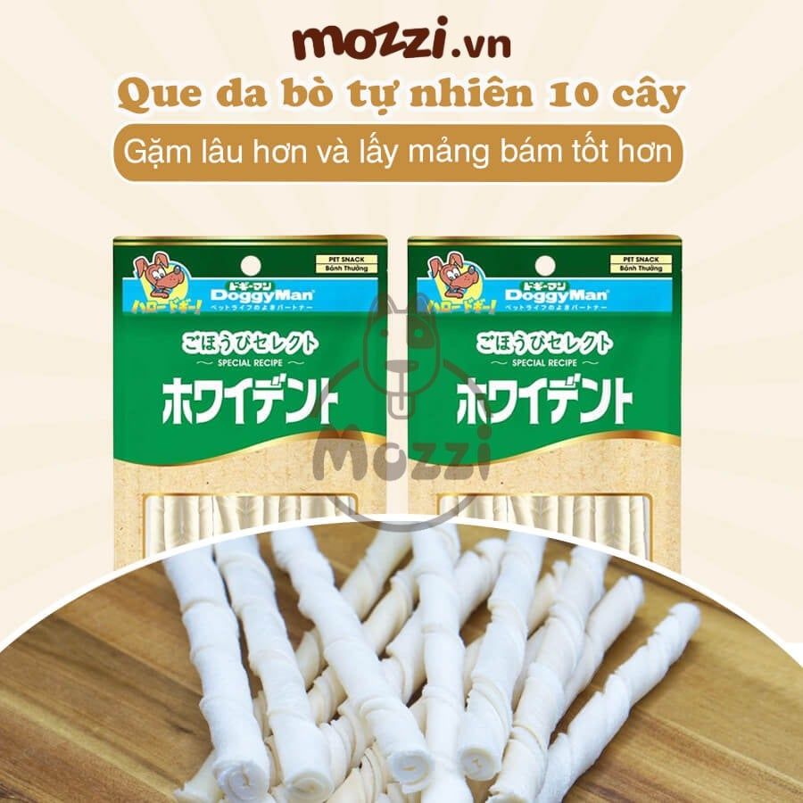 Snack cho chó Que gặm DoggyMan da bò sáp ong xoắn đôi sữa dê sạch răng thơm miệng