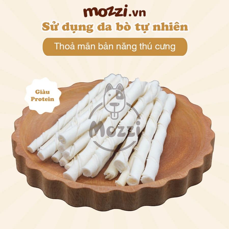 Snack cho chó Que gặm DoggyMan da bò sáp ong xoắn đôi sữa dê sạch răng thơm miệng