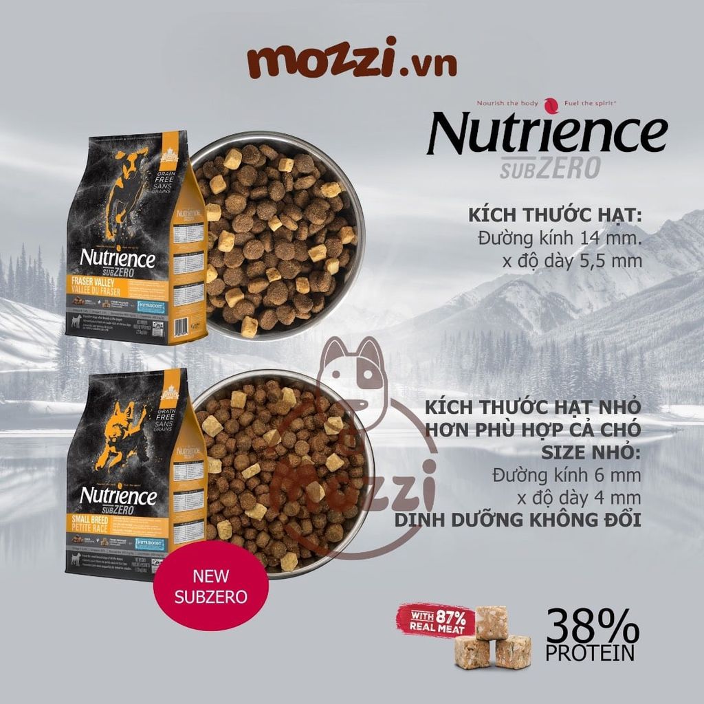 Thức ăn hạt Nutrience Subzero vị gà tây cá biển và rau củ cho chó mèo [0.5kg - 1.8kg - 5kg]