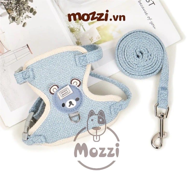 DoHa Dây dắt yếm ngực hình mặt gấu cho chó mèo