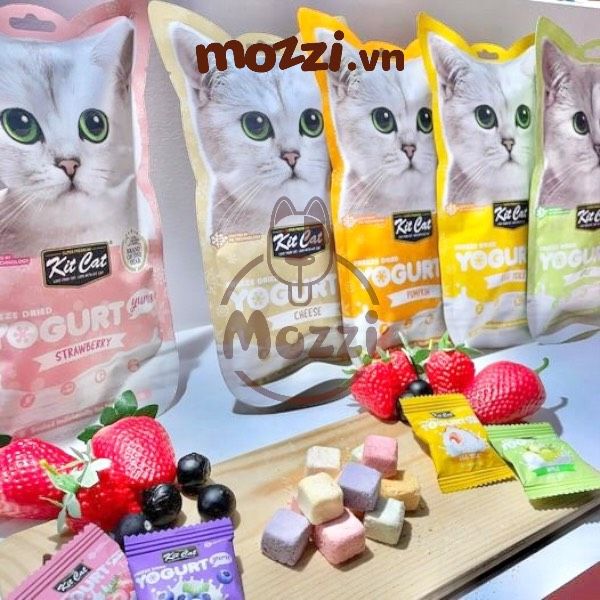 Snack cho mèo Yogurt Yums Sữa chua sấy KitCat gói 10gr