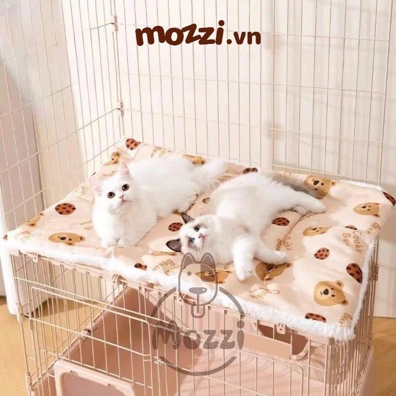 Thảm nệm lót chuồng hình Gấu màu Be