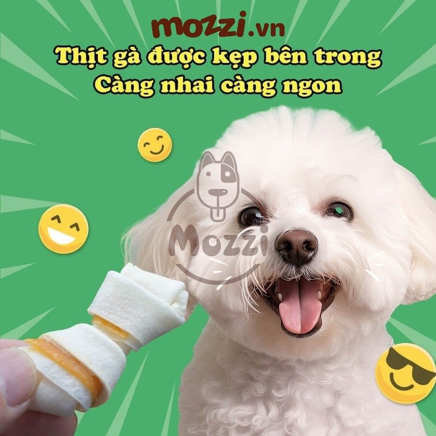 Snack cho chó DoggyMan Bánh xương Donut da bò phủ kẹp cuốn thịt gà