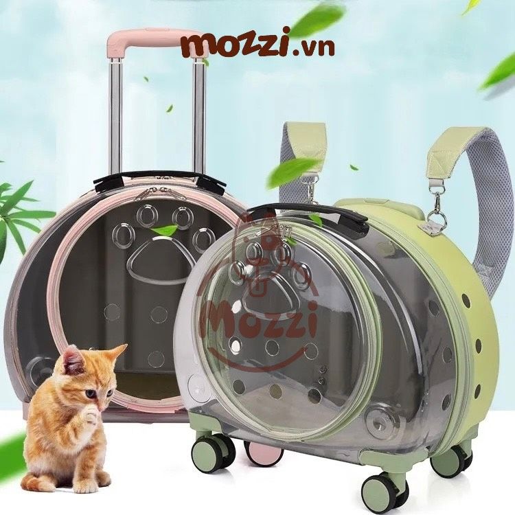 Vali kéo hình bàn chân trong suốt 43x26x40cm cho chó mèo