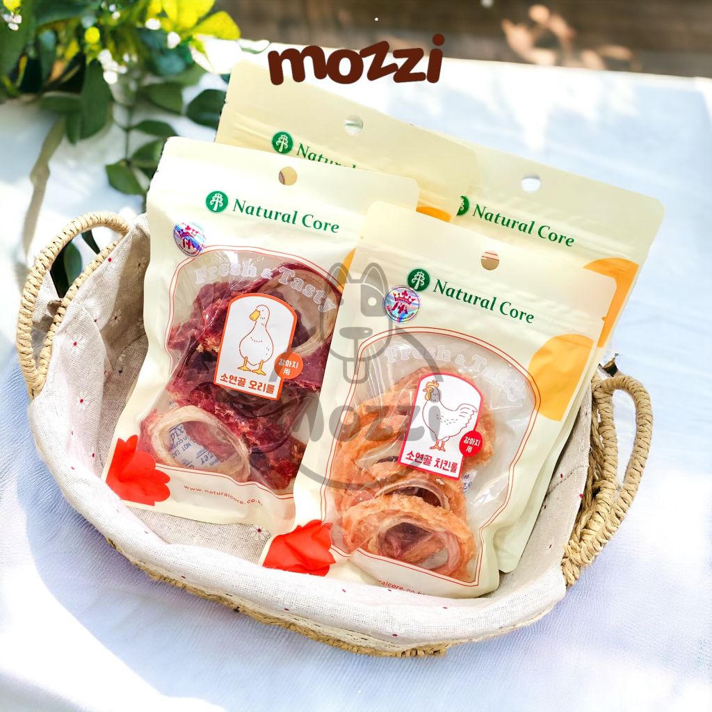 Snack cho chó Thịt gà vịt sấy mềm Natural Core cuộn xương cá sụn da bò