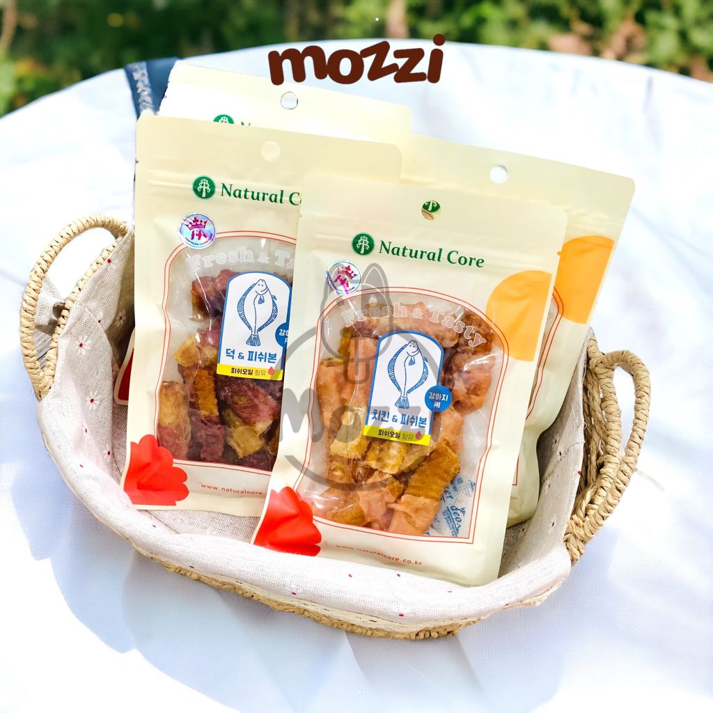 Snack cho chó Thịt gà vịt sấy mềm Natural Core cuộn xương cá sụn da bò