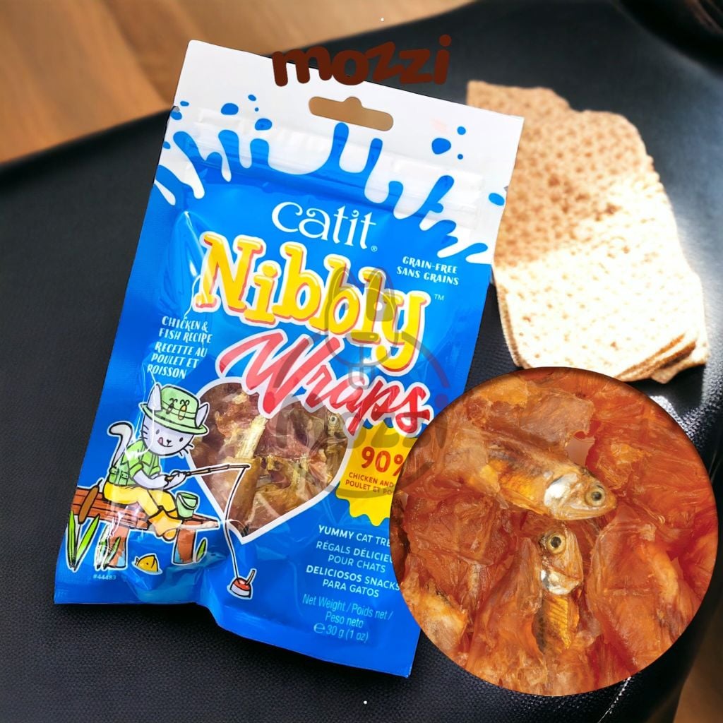 Snack cho mèo Cá và Gà sấy Nibbly Catit Thái Lan