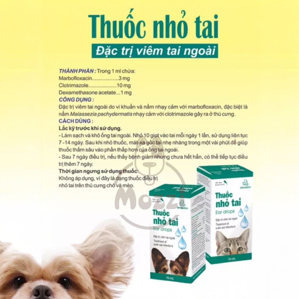 Nhỏ tai Vemedim viêm tai cho chó mèo Chai10ml