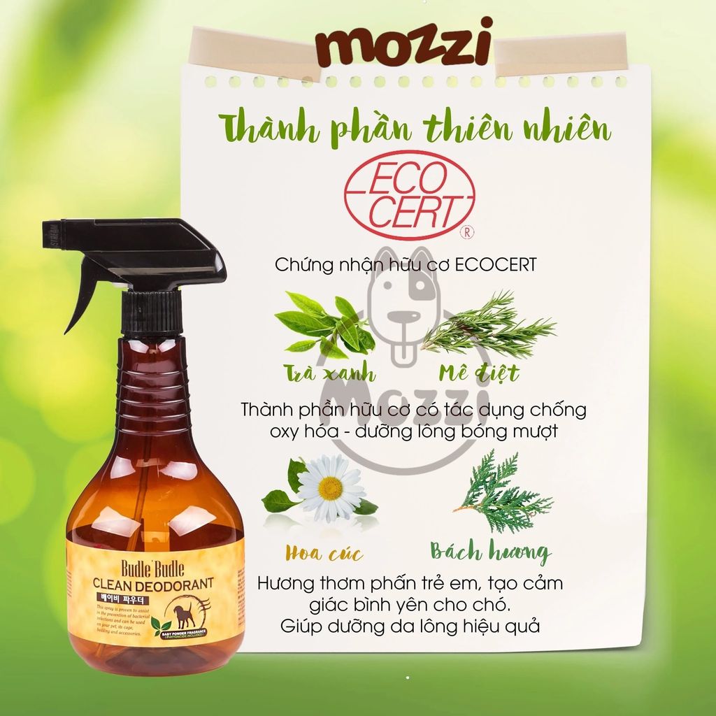 Xịt khử mùi dưỡng lông Budle’Budle hương thảo mộc Chai 530ml cho chó mèo