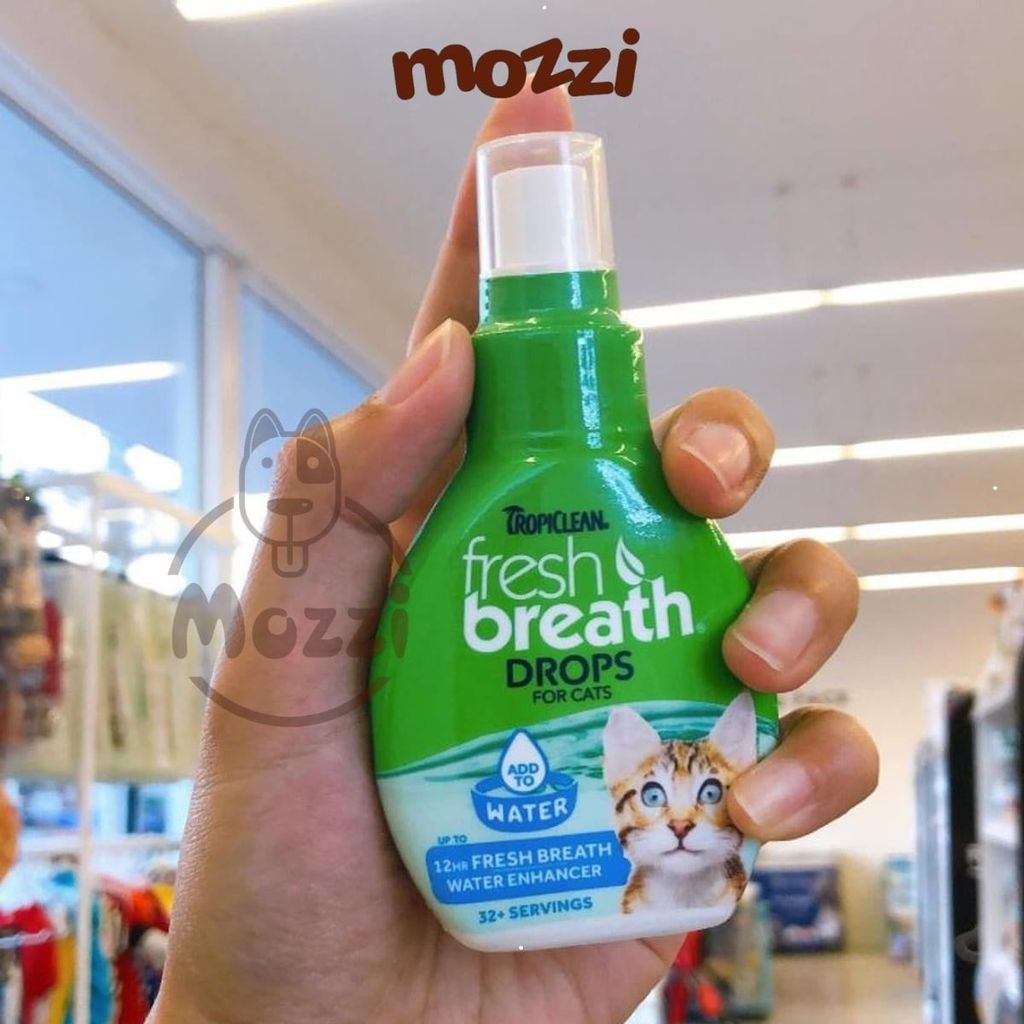 Dung dịch chăm sóc răng miệng đậm đặc Tropiclean Fresh Breaths Drops pha nước uống Chai 65ml cho chó mèo