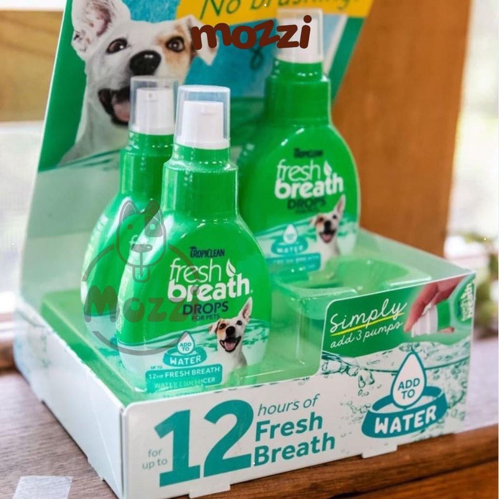 Dung dịch chăm sóc răng miệng đậm đặc Tropiclean Fresh Breaths Drops pha nước uống Chai 65ml cho chó mèo