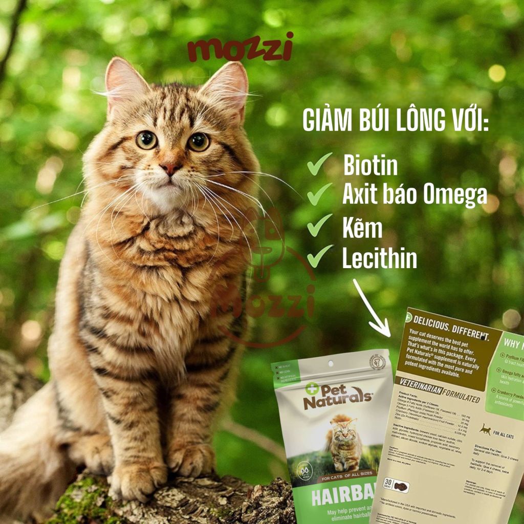 Viên nhai tiêu búi lông Hairball Pet Naturals cho mèo