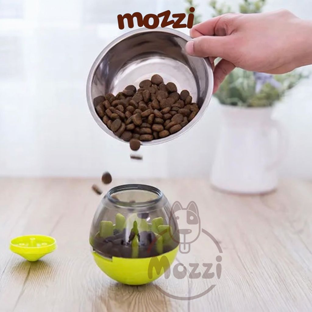 Đồ chơi lật đật rơi hạt thưởng nhả treat hình bầu dục luyện trí thông minh cho chó