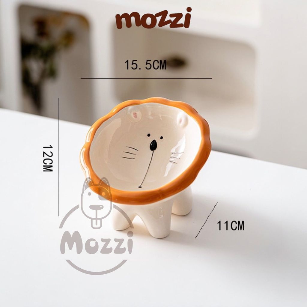 Chén bát ăn sứ cho chó mèo đế cao chống gù hình động vật