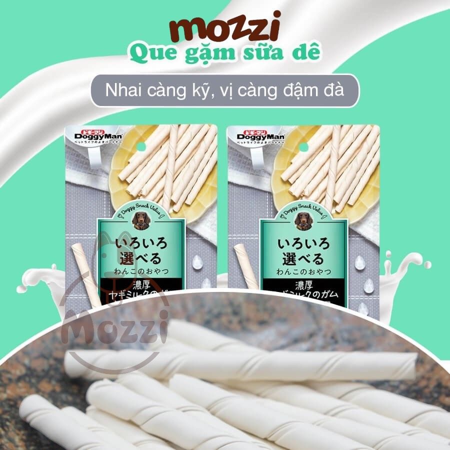 Snack cho chó Que gặm DoggyMan da bò sáp ong xoắn đôi sữa dê sạch răng thơm miệng