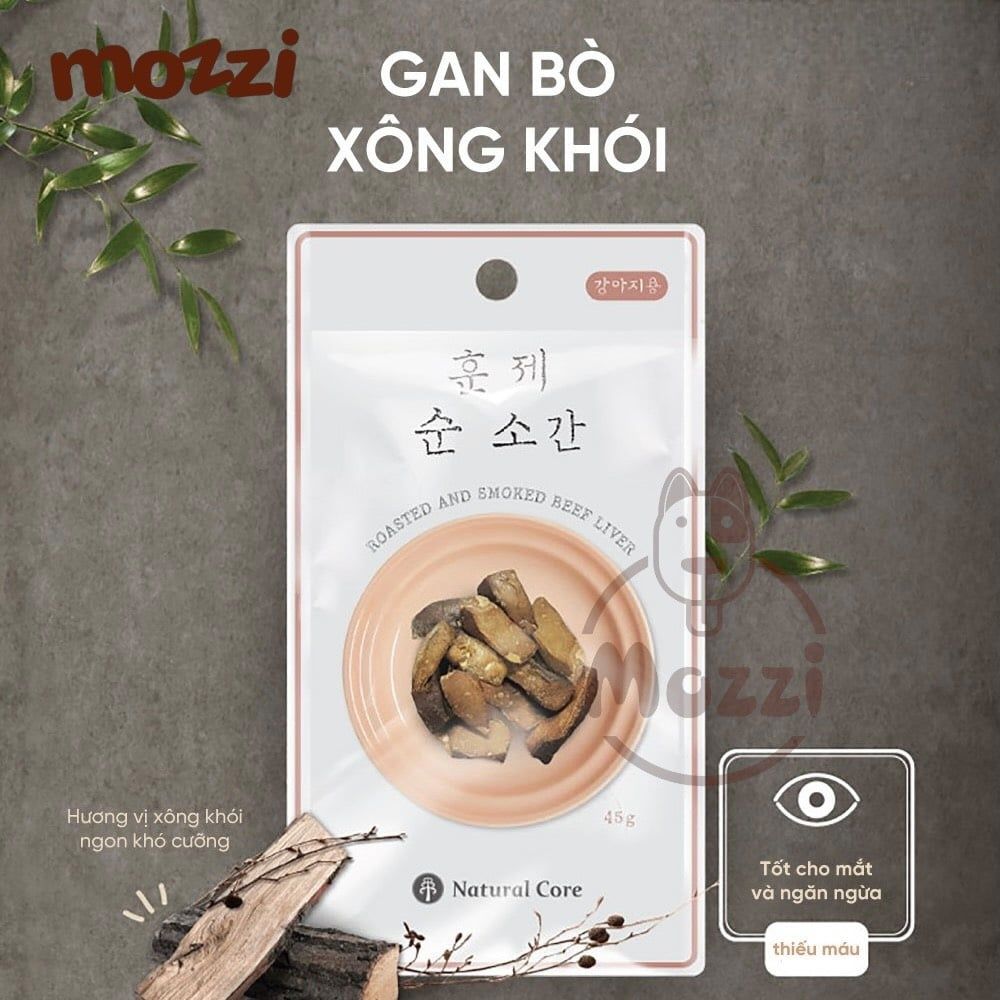 Snack cho chó Gan bò xông khói Natural Core Gói 45gr