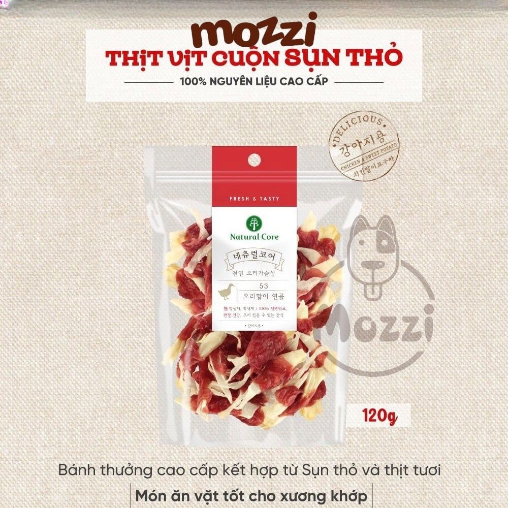 Snack cho chó Natural Core Thịt cuộn sụn tai thỏ